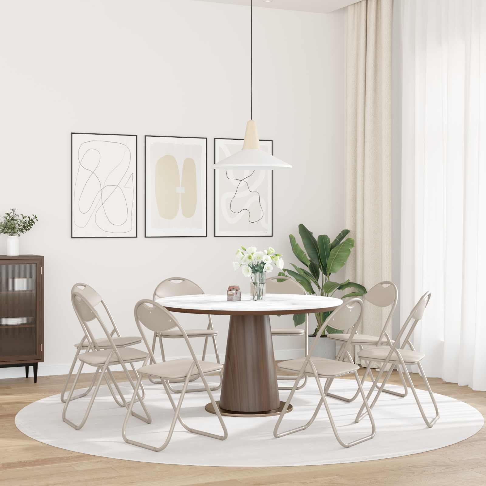 Chaise pliante 8 pcs Sable 48 x 43,5 x 81 cm Simili cuir - XIOS