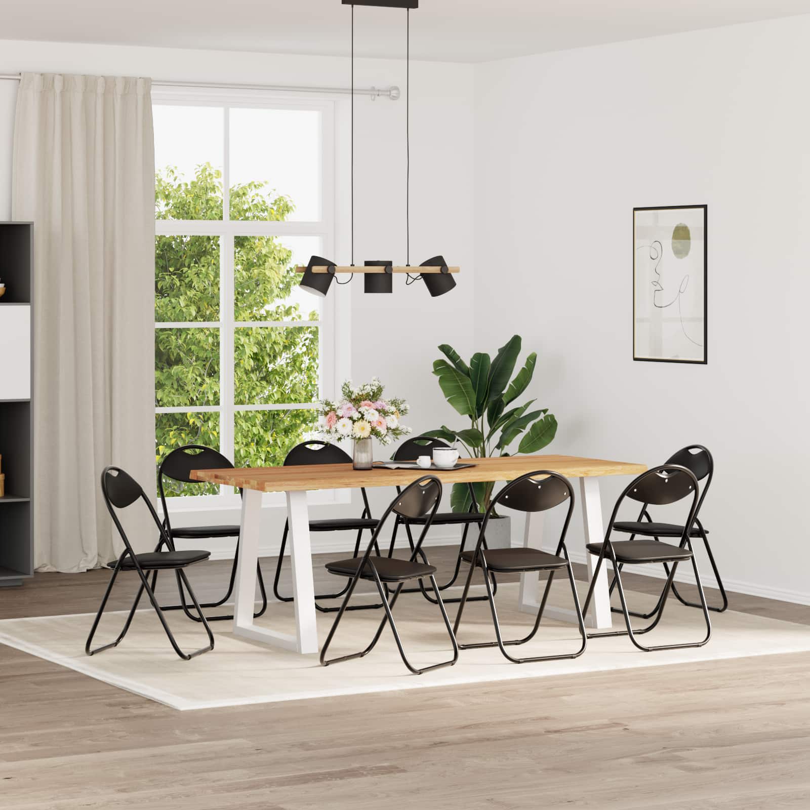 Chaise pliante 8 pcs Noir 48 x 43,5 x 81 cm Simili cuir - XIOS