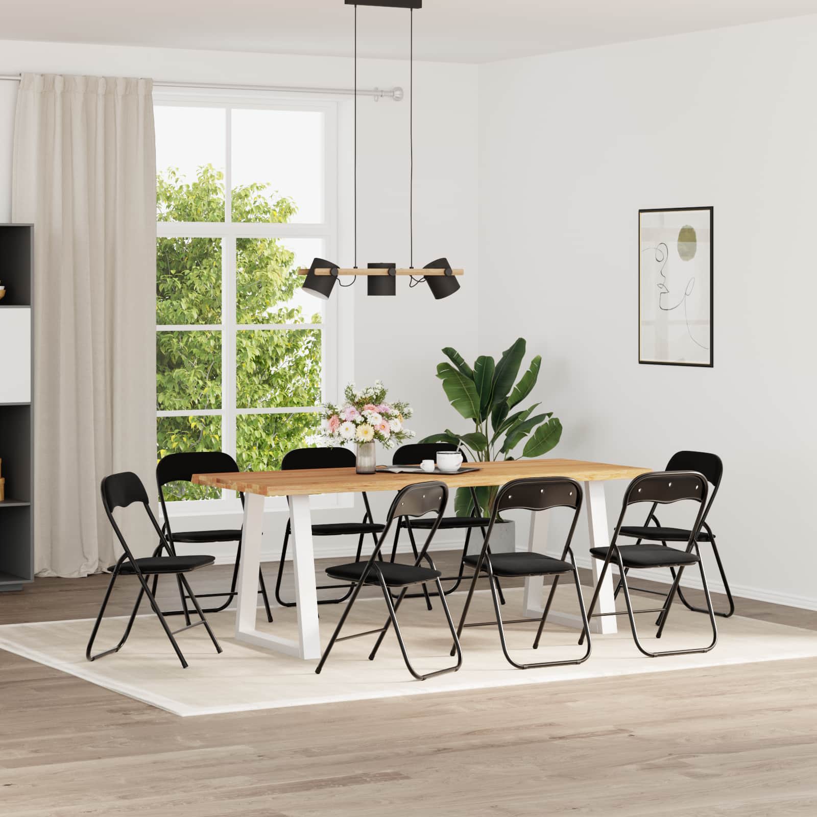Chaise pliante 8 pcs Noir 48 x 44 x 78 cm Velours - XIOS
