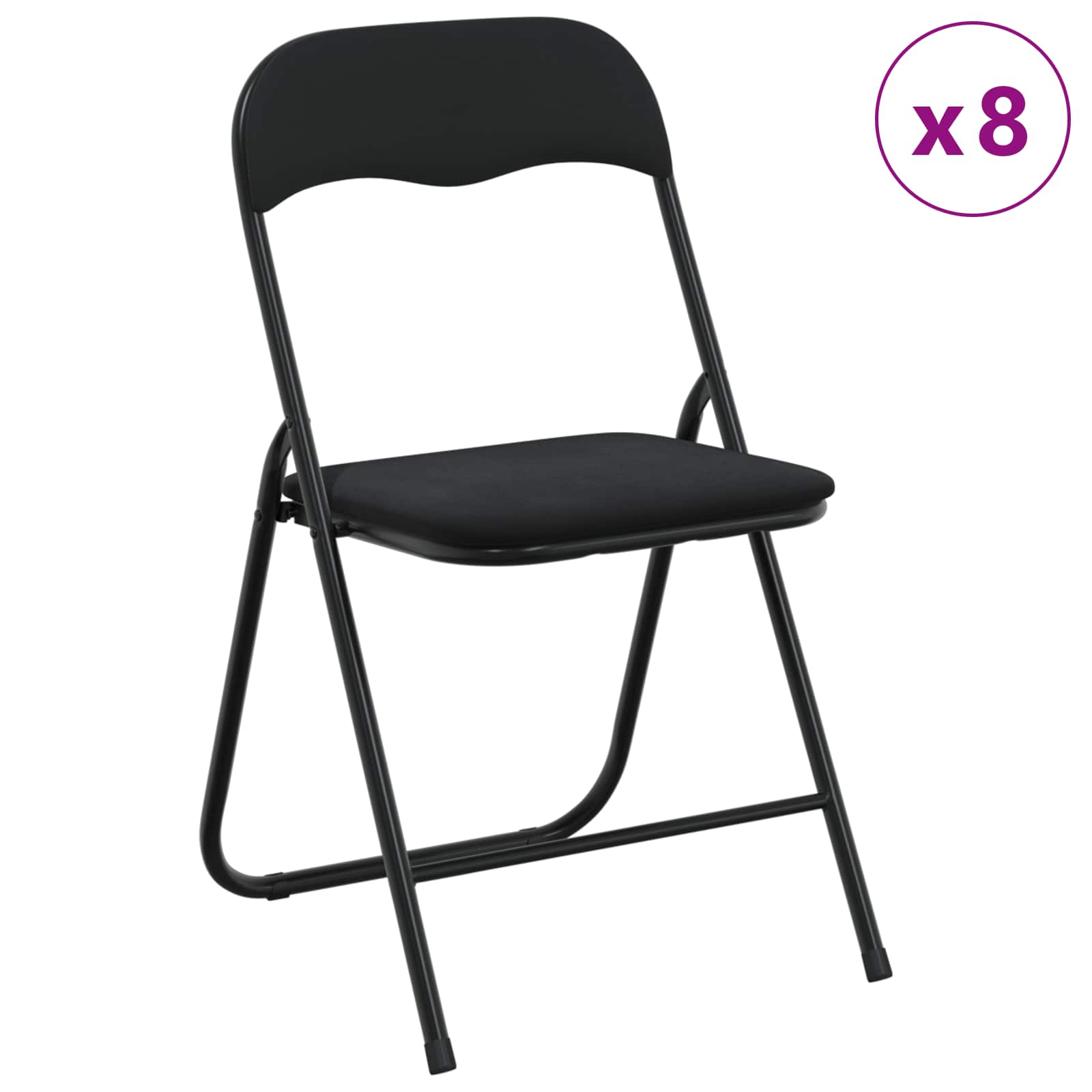 Chaise pliante 8 pcs Noir 48 x 44 x 78 cm Velours - XIOS