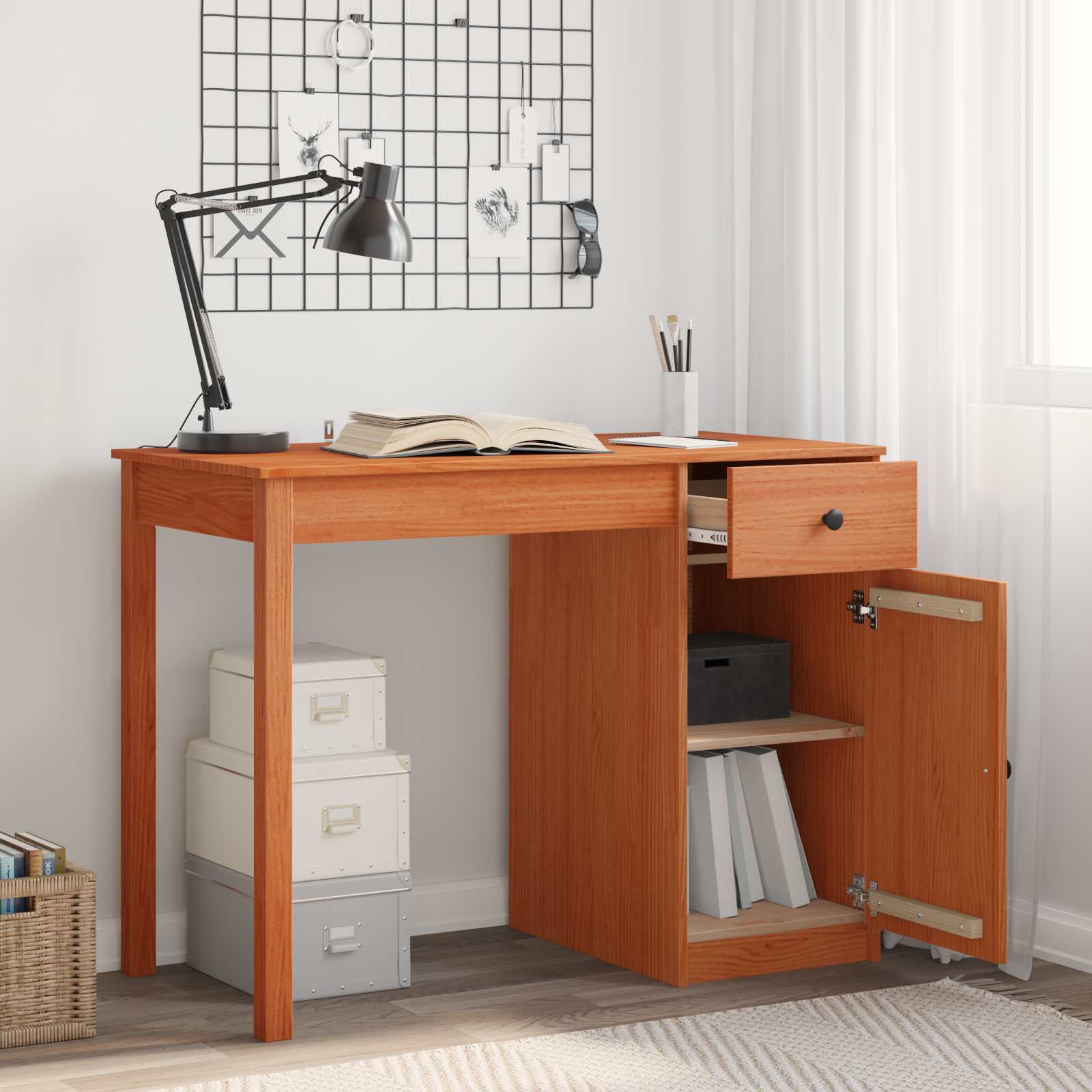 Bureau avec tiroir Brun Ciré 100 x 50 x 74 cm Pin massif - XIOS