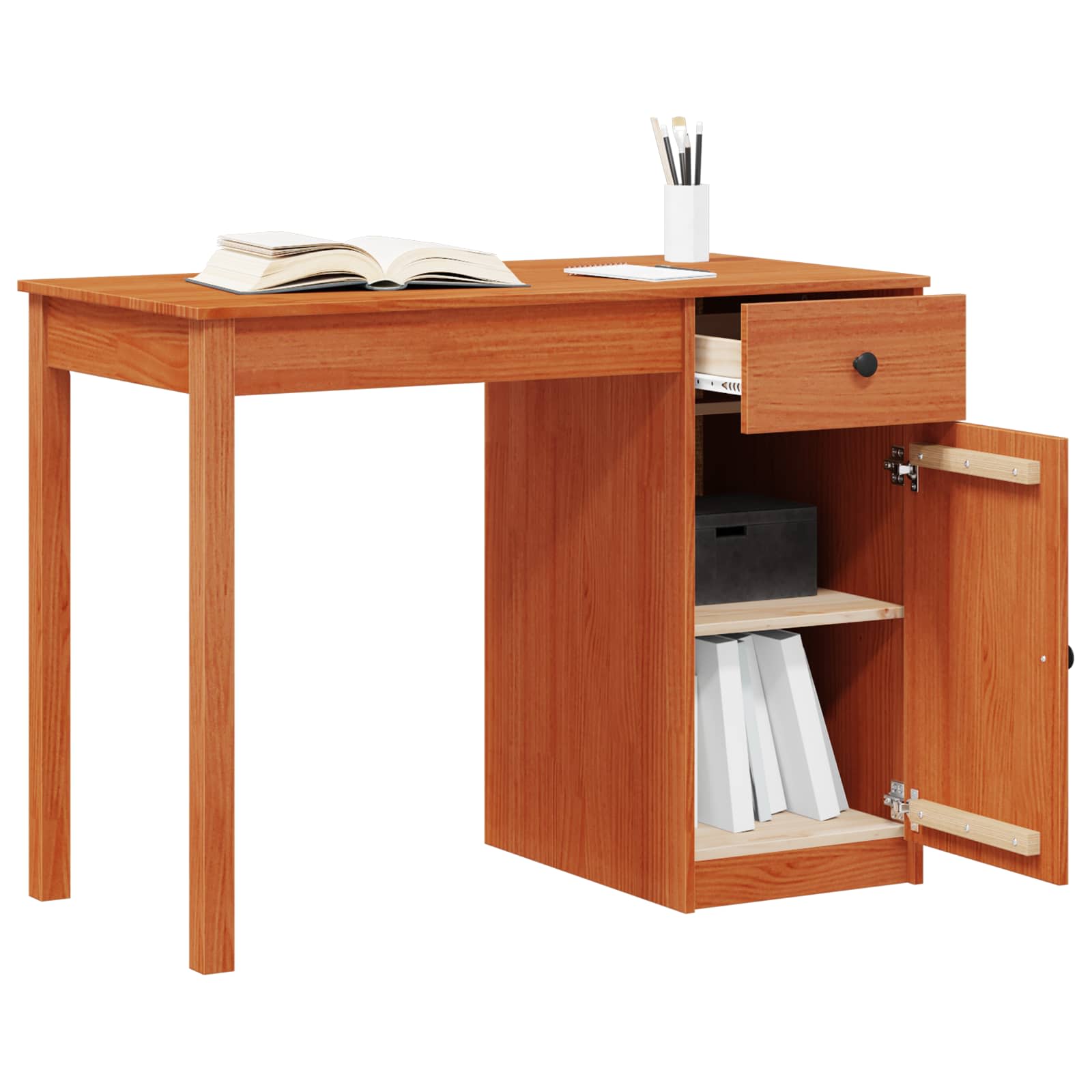 Bureau avec tiroir Brun Ciré 100 x 50 x 74 cm Pin massif - XIOS