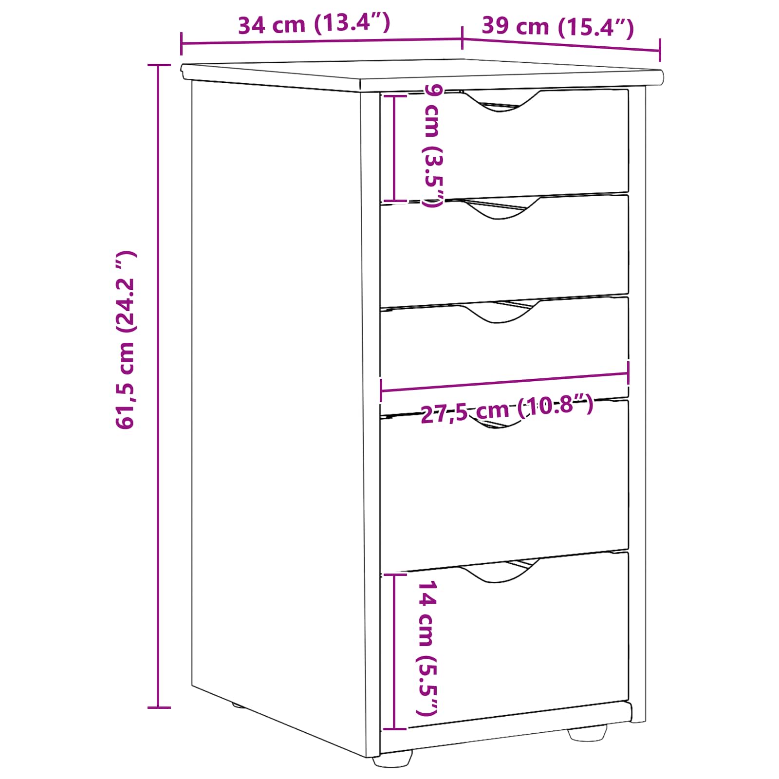 Armoire Marron 34 x 39 x 61,5 cm Bois de Pin Massif - XIOS