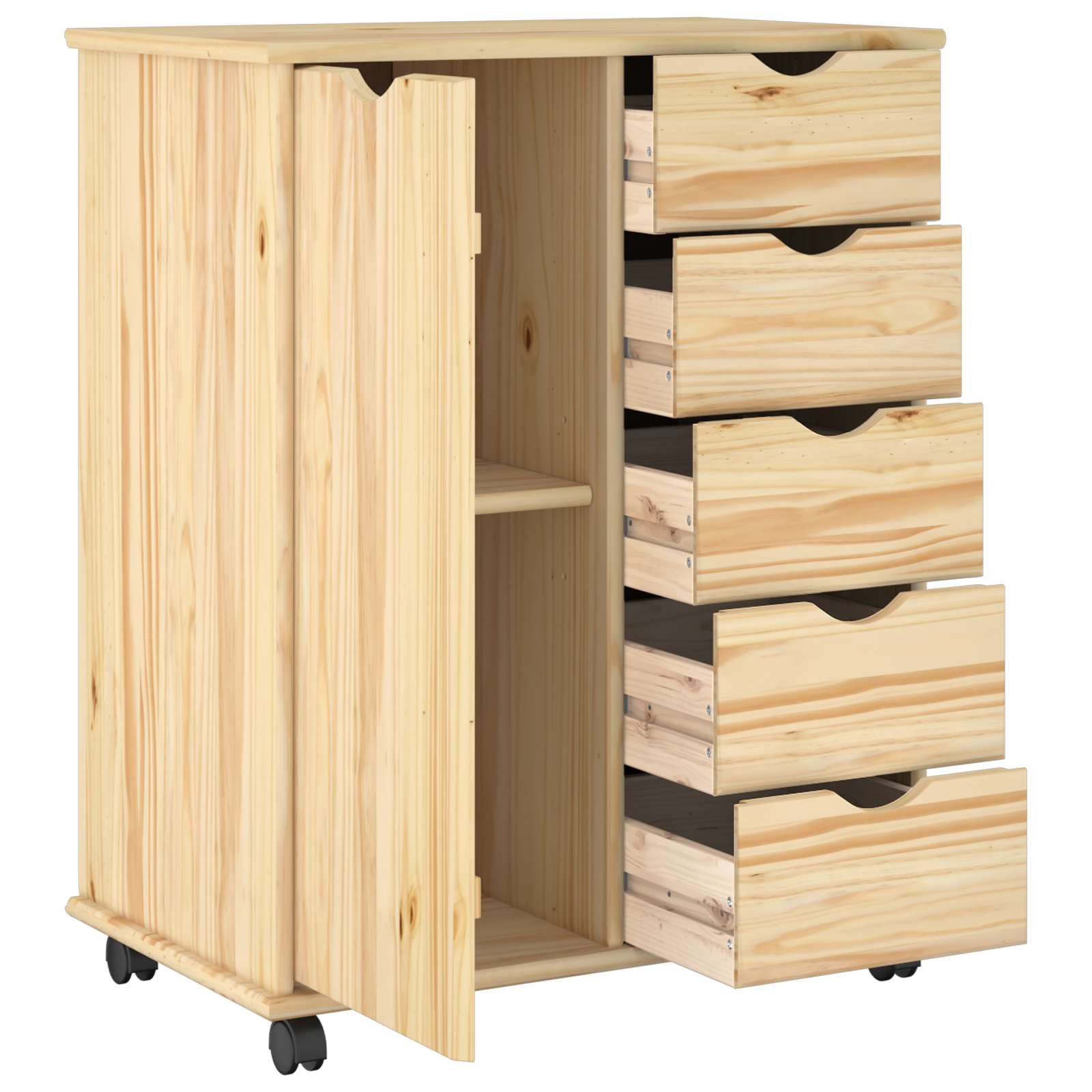 Cabinet roulant Marron 63,5 x 39 x 79 cm Bois de Pin Massif - XIOS