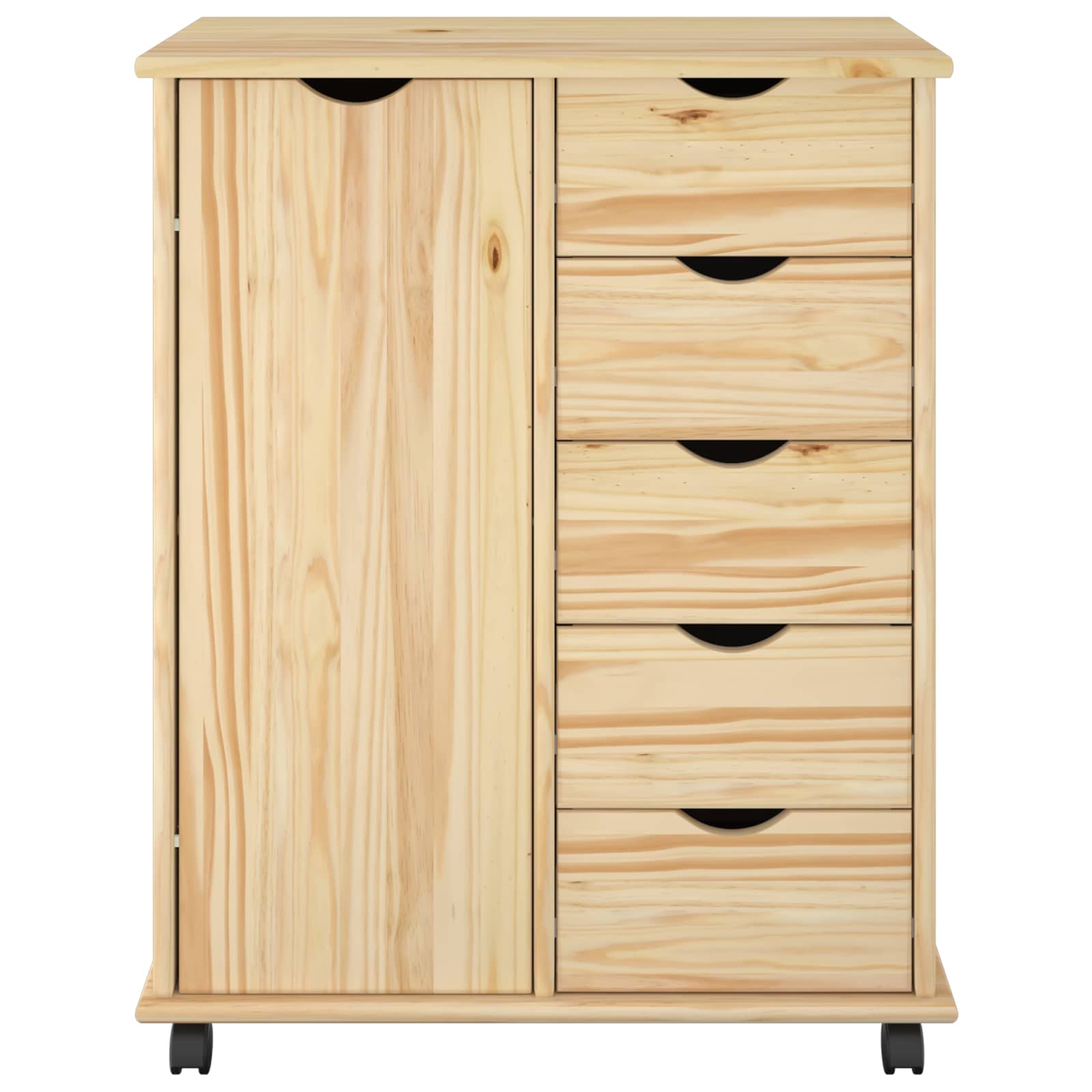 Cabinet roulant Marron 63,5 x 39 x 79 cm Bois de Pin Massif - XIOS