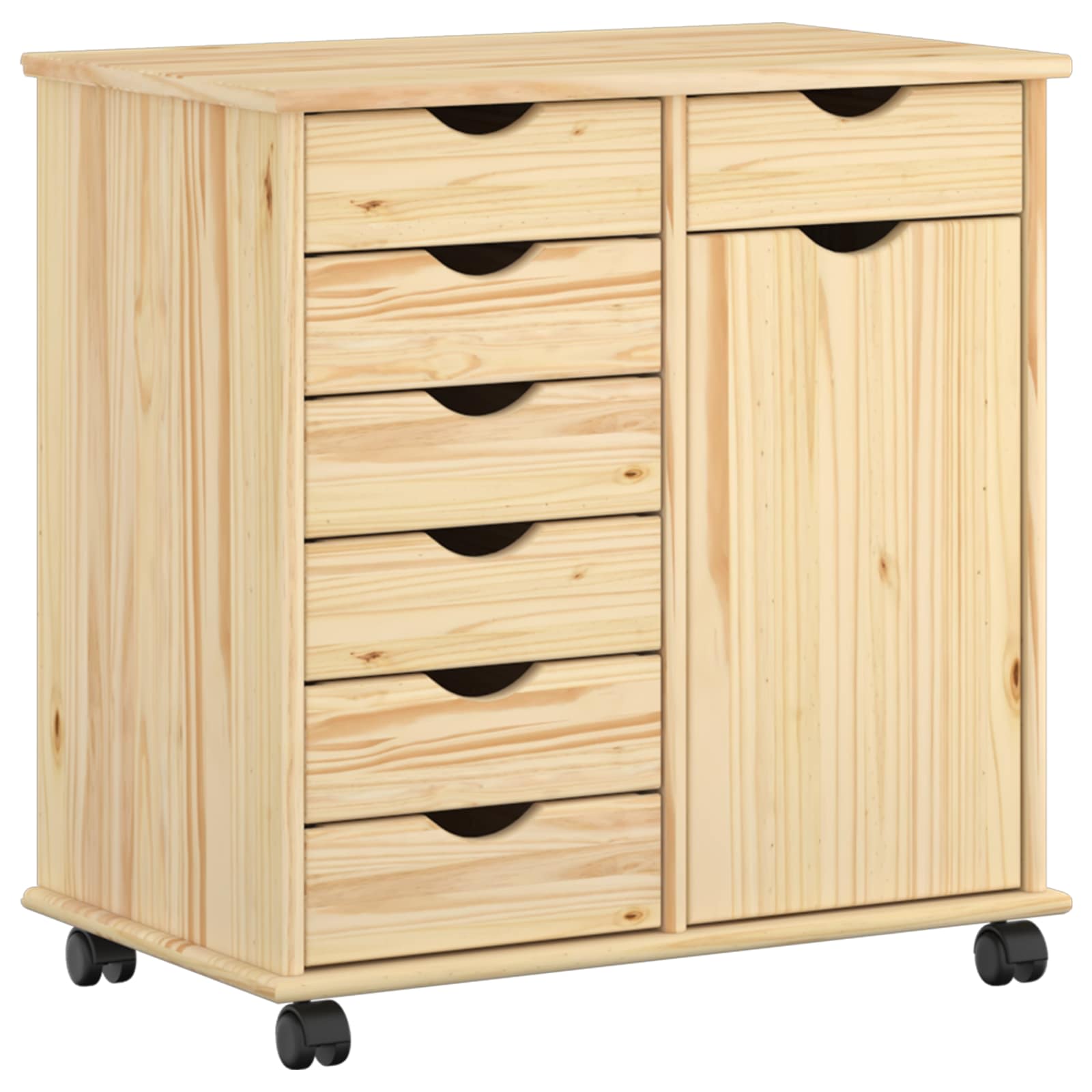 Cabinet roulant Marron 63,5 x 39 x 65,5 cm Bois de Pin Massif - XIOS