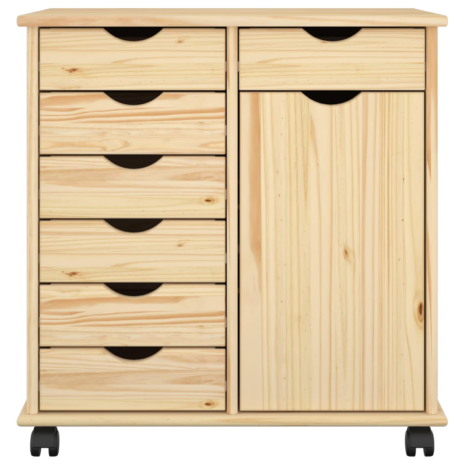 Cabinet roulant Marron 63,5 x 39 x 65,5 cm Bois de Pin Massif - XIOS