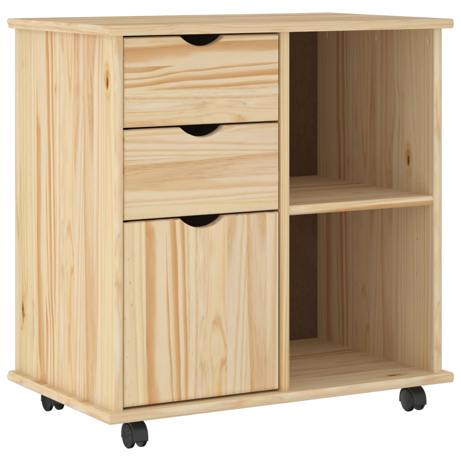 Cabinet roulant Marron 63,5 x 39 x 65,5 cm Bois de Pin Massif - XIOS