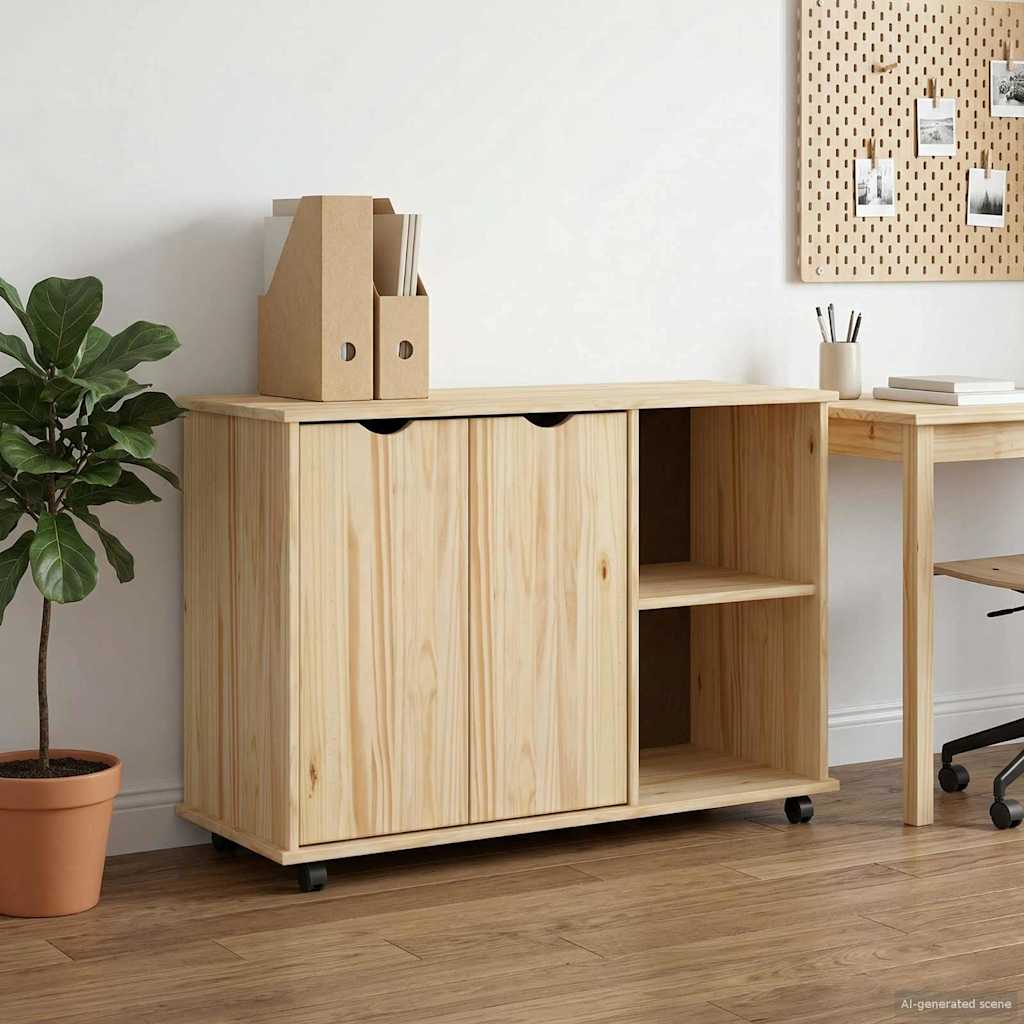 Cabinet roulant Marron 100 x 39 x 65,5 cm Bois de Pin Massif - XIOS