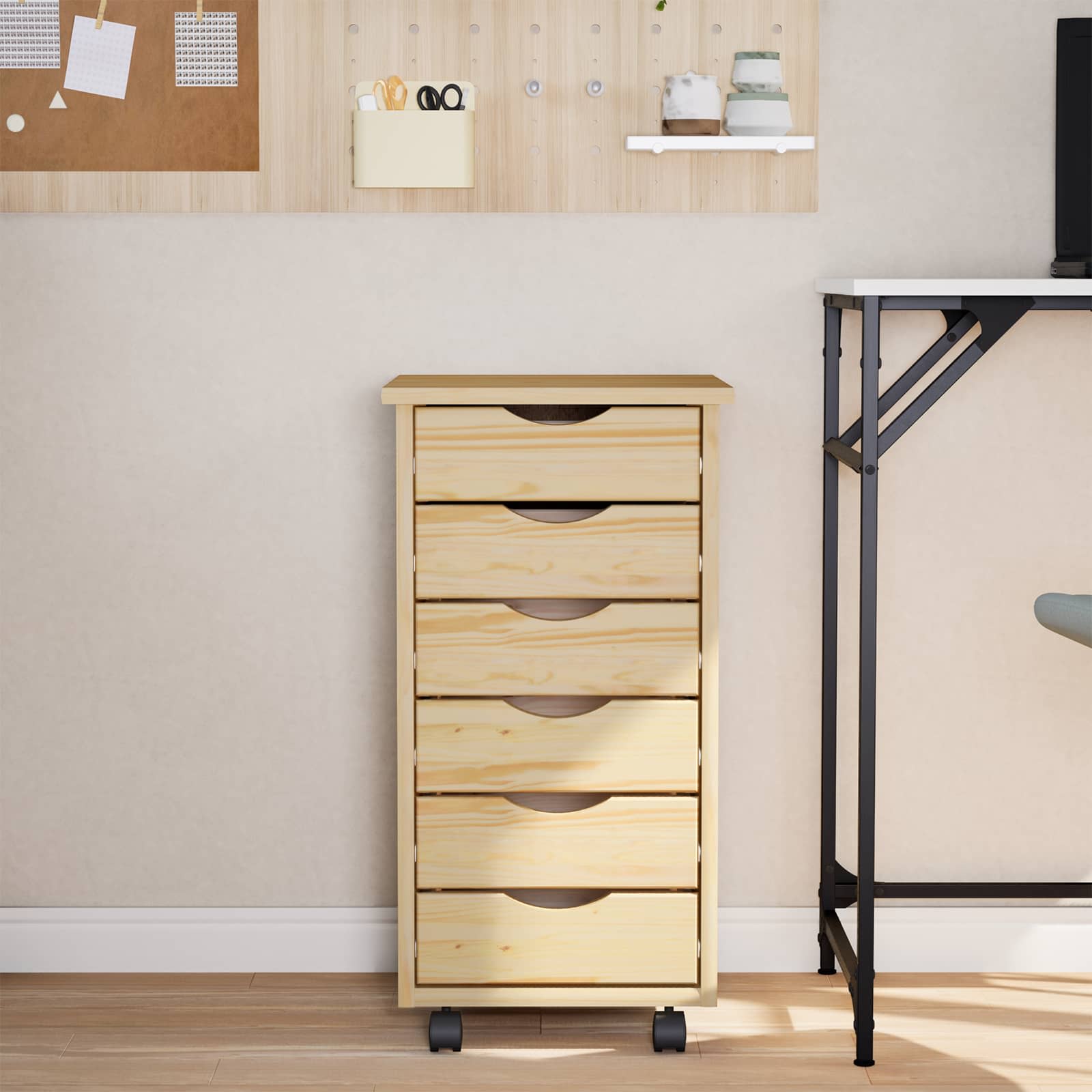 Cabinet Roulant avec Tiroirs avec roue MOSS Vernis transparent - XIOS