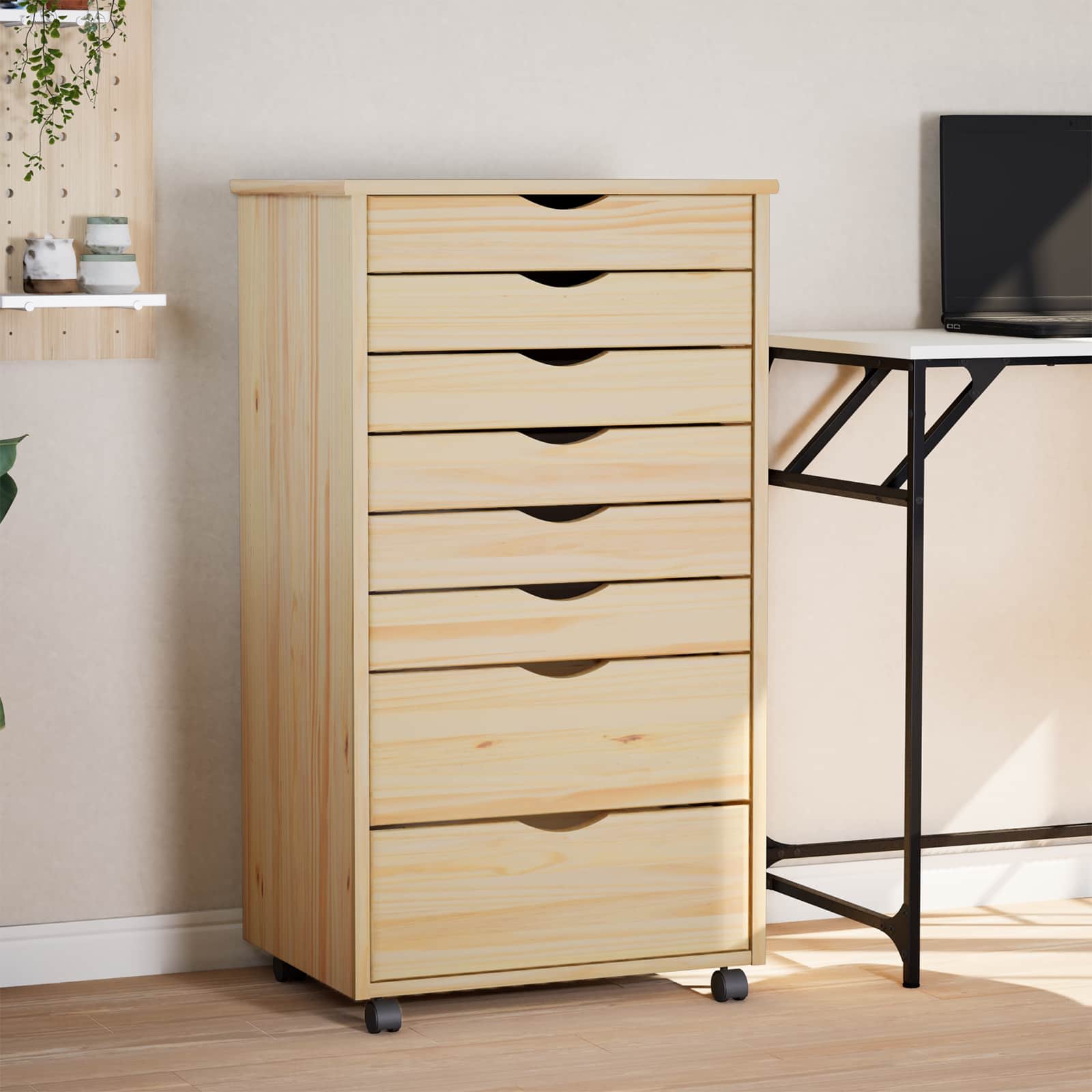 Cabinet Roulant avec Tiroirs avec roue MOSS Vernis transparent - XIOS