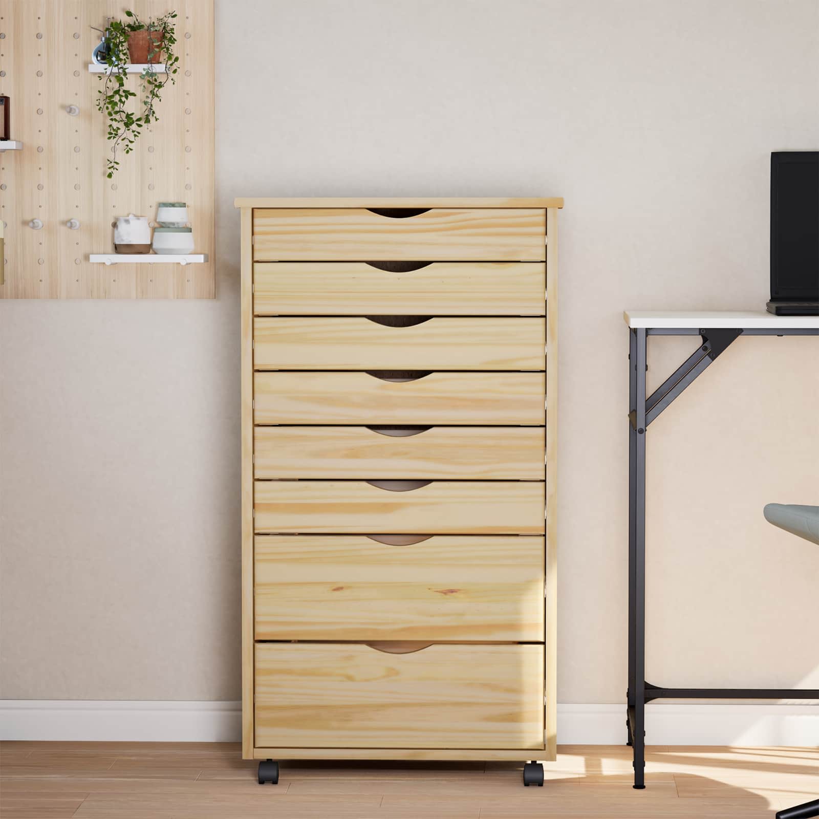 Cabinet Roulant avec Tiroirs avec roue MOSS Vernis transparent - XIOS