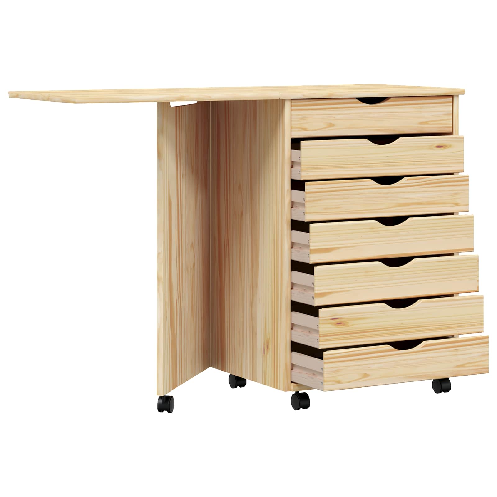 Cabinet roulant avec bureau avec roue MOSS Vernis transparent - XIOS