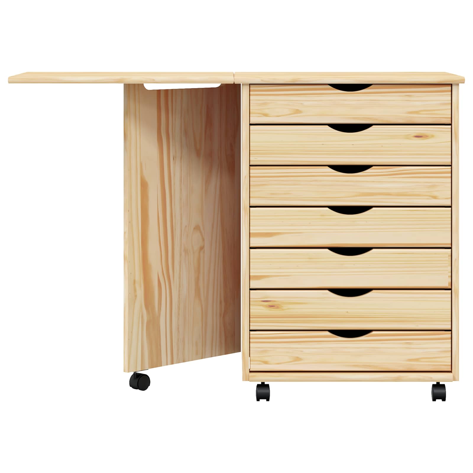 Cabinet roulant avec bureau avec roue MOSS Vernis transparent - XIOS