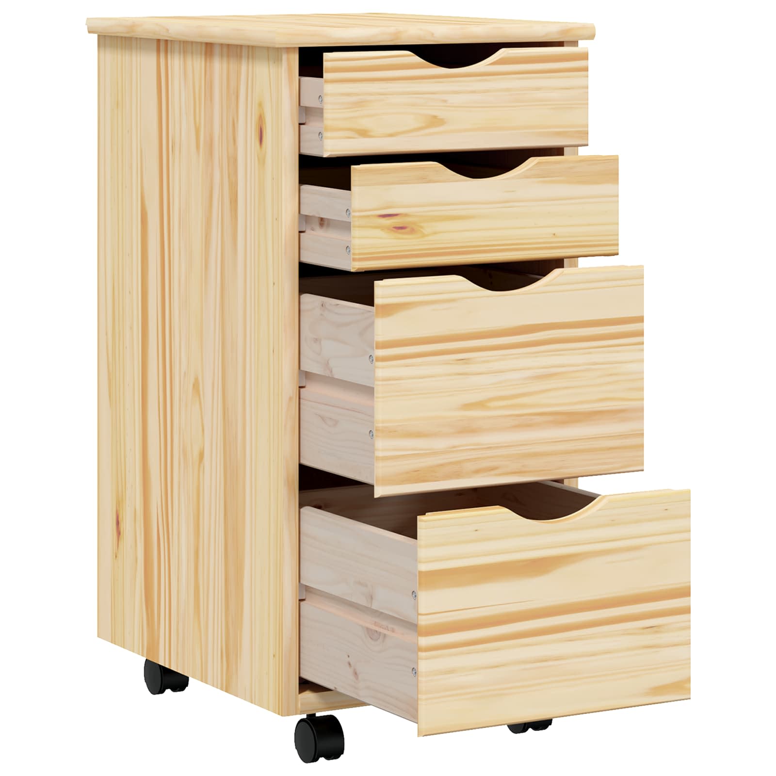 Cabinet roulant avec bureau avec roue MOSS Vernis transparent - XIOS