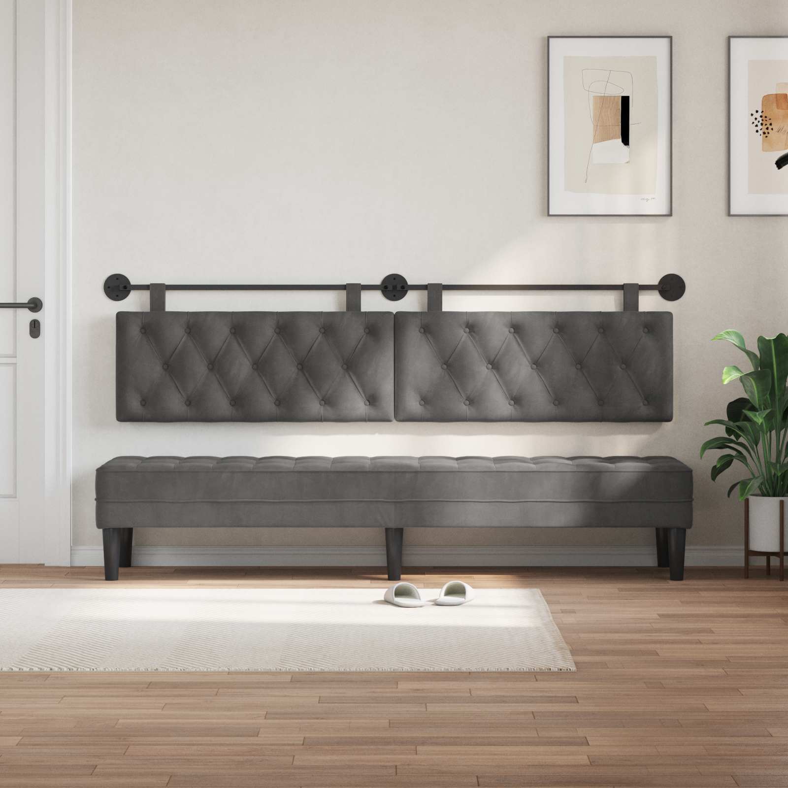 Tête de lit suspendue Gris foncé Velours - XIOS