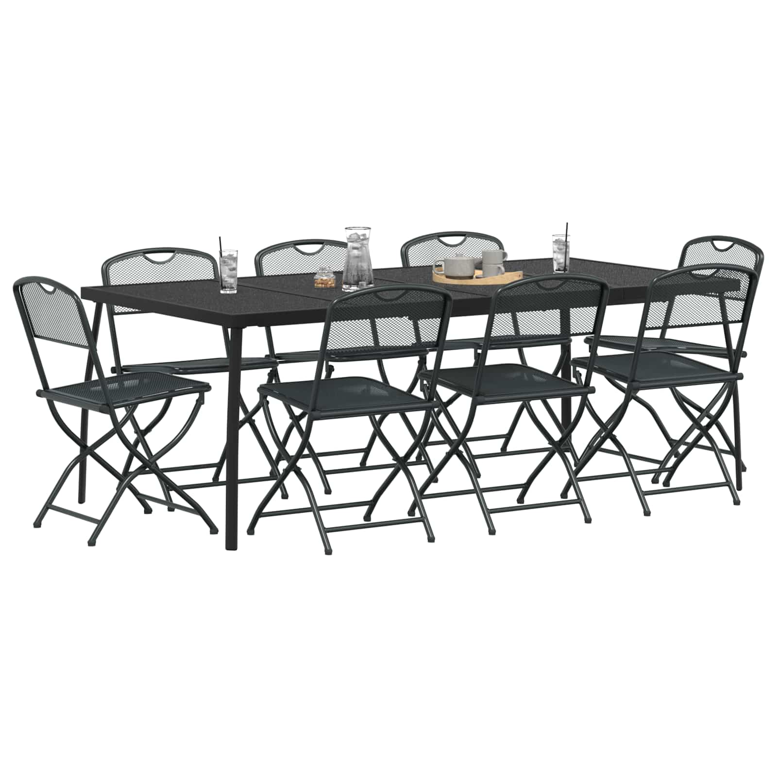 Ensemble de meubles d'extérieur 9 pcs Anthracite Fer et Acier - XIOS