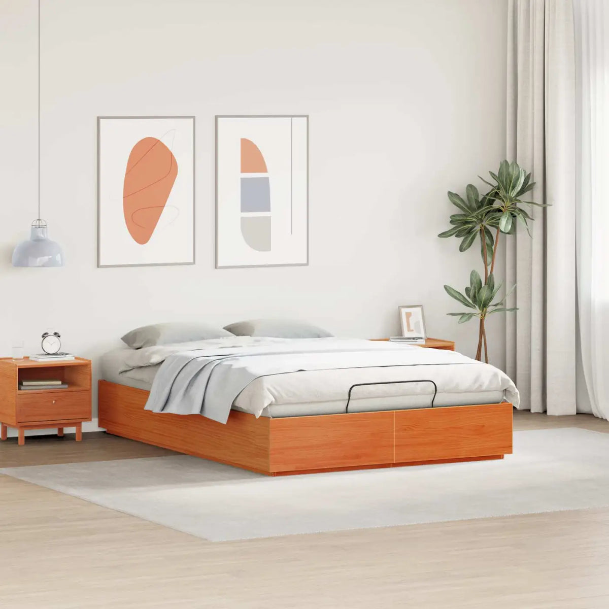 Cadre de lit ottoman avec rangement Brun cire 150 x 200 cm - XIOS