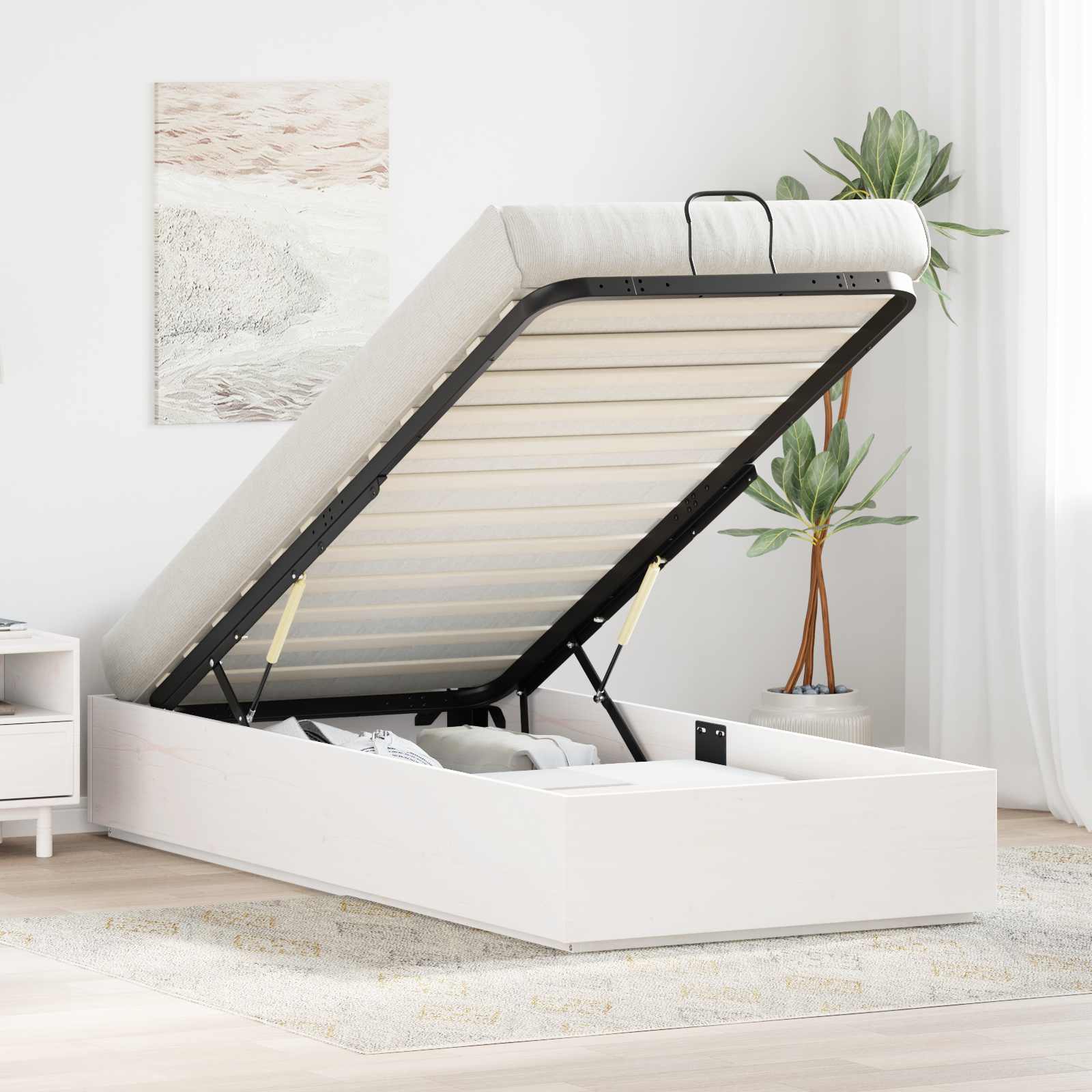 Cadre de lit ottoman avec rangement Blanc 80 x 200 cm - XIOS