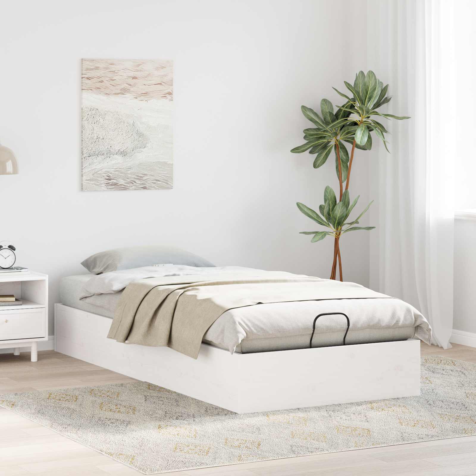 Cadre de lit ottoman avec rangement Blanc 100 x 200 cm - XIOS