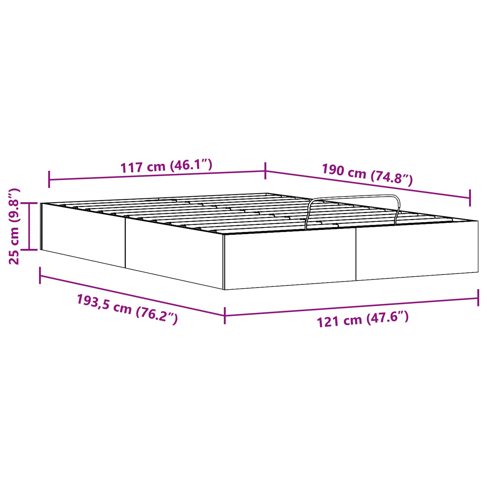 Cadre de lit ottoman avec rangement Blanc 120 x 190 cm - XIOS