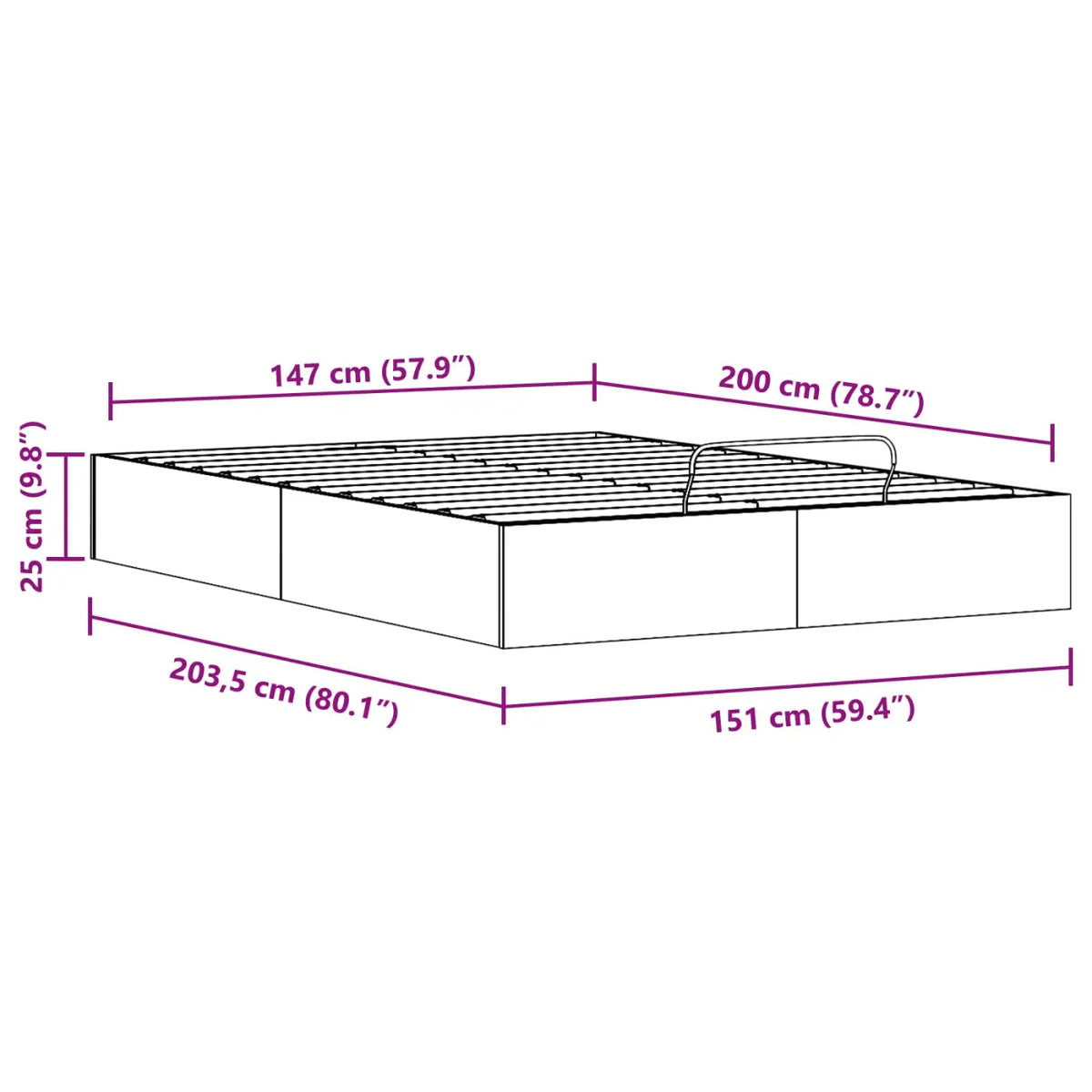Cadre de lit ottoman avec rangement Brun Ciré 150 x 200 cm - XIOS