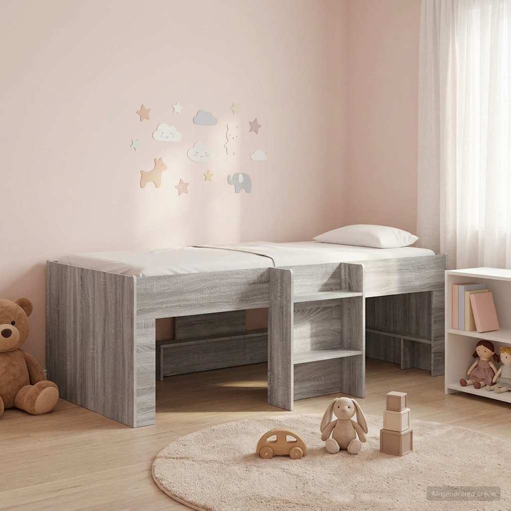 Cadre de Lit Élevé pour Enfants 2 pcs Sonoma gris - XIOS