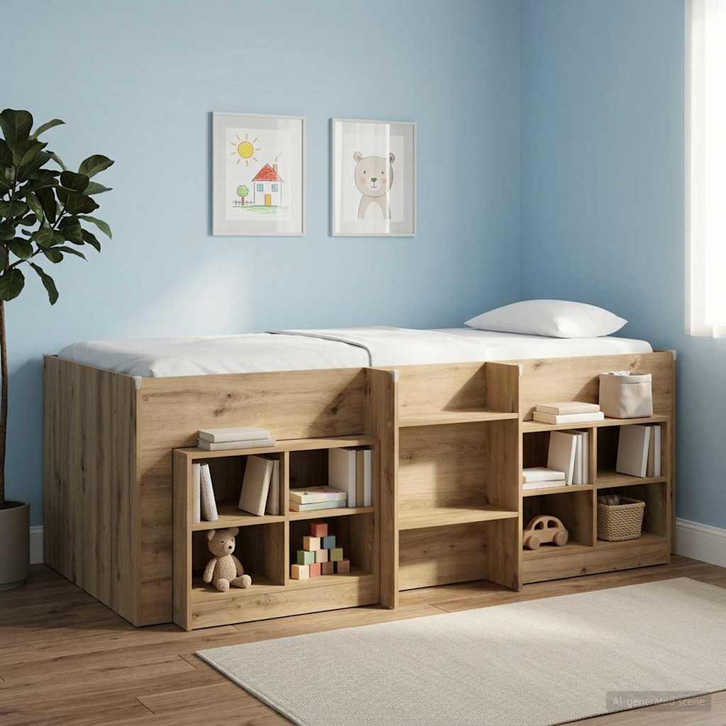 Cadre de Lit Élevé pour Enfants Chêne artisanal 80 x 200 cm - XIOS