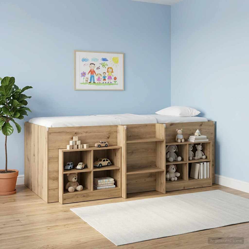 Cadre de Lit Élevé pour Enfants Chêne artisanal 90 x 200 cm - XIOS