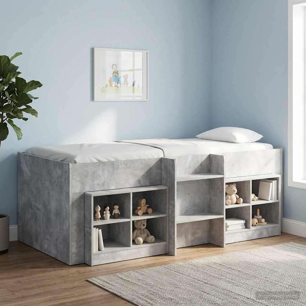 Cadre de Lit Élevé pour Enfants Gris béton 98,5 x 200 cm - XIOS