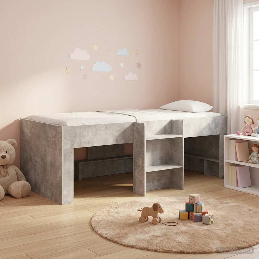 Cadre de Lit Élevé pour Enfants Gris béton 98,5 x 200 cm - XIOS