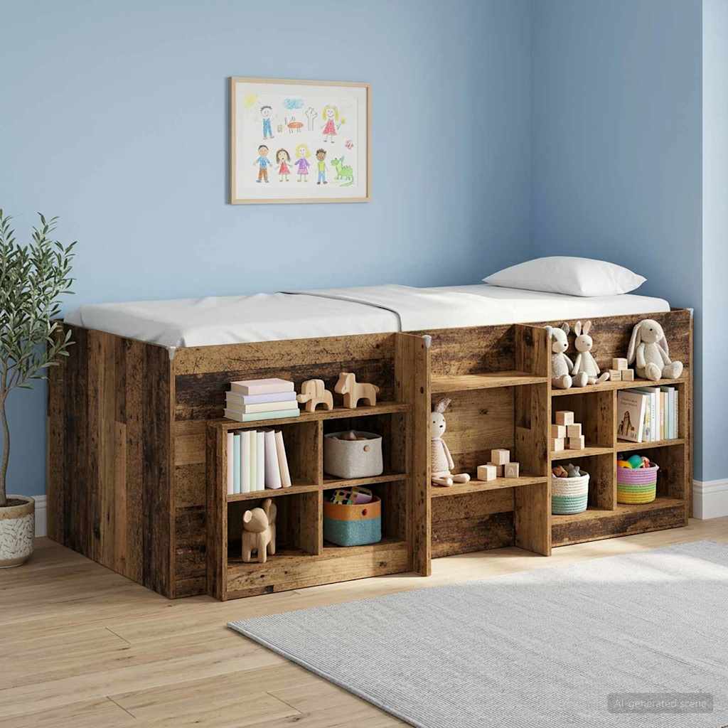 Cadre de Lit Élevé pour Enfants Bois ancien 98,5 x 200 cm - XIOS