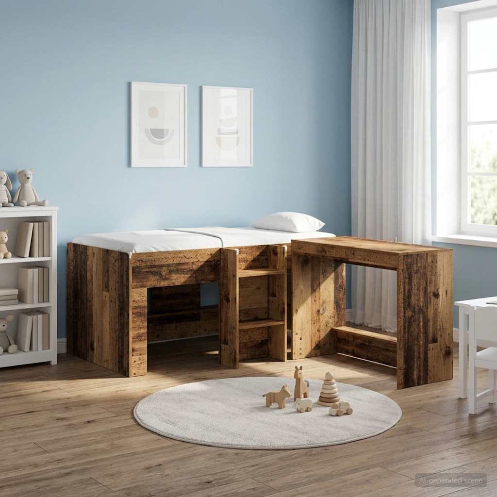 Cadre de Lit Élevé pour Enfants Bois ancien 80 x 160 cm - XIOS