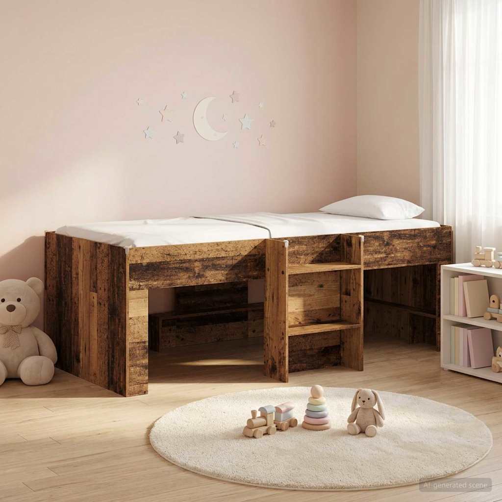 Cadre de Lit Élevé pour Enfants Bois ancien 90 x 190 cm - XIOS