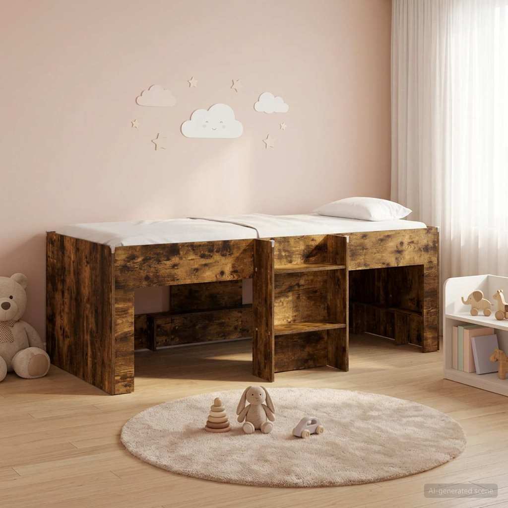 Cadre de Lit Élevé pour Enfants 2 pcs Chêne fumé - XIOS