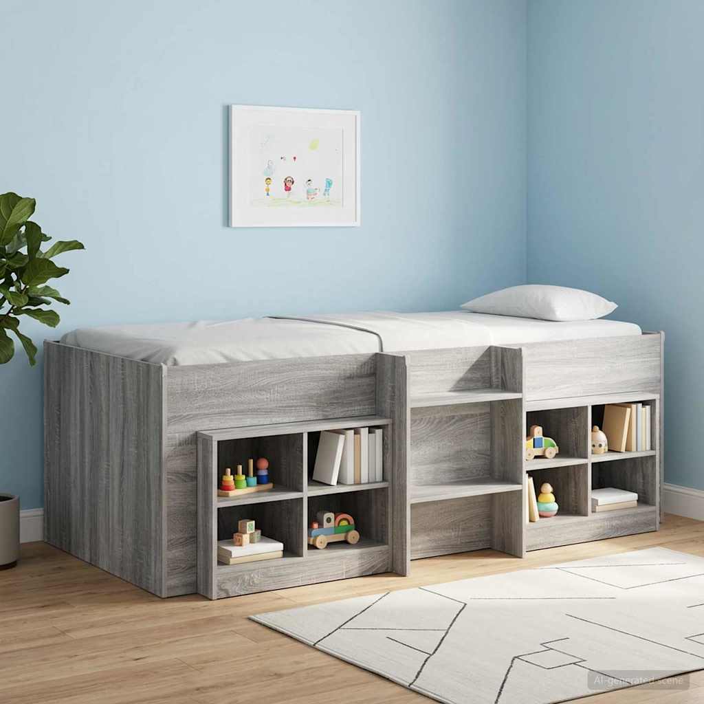 Cadre de Lit Élevé pour Enfants Sonoma gris 75 x 190 cm - XIOS