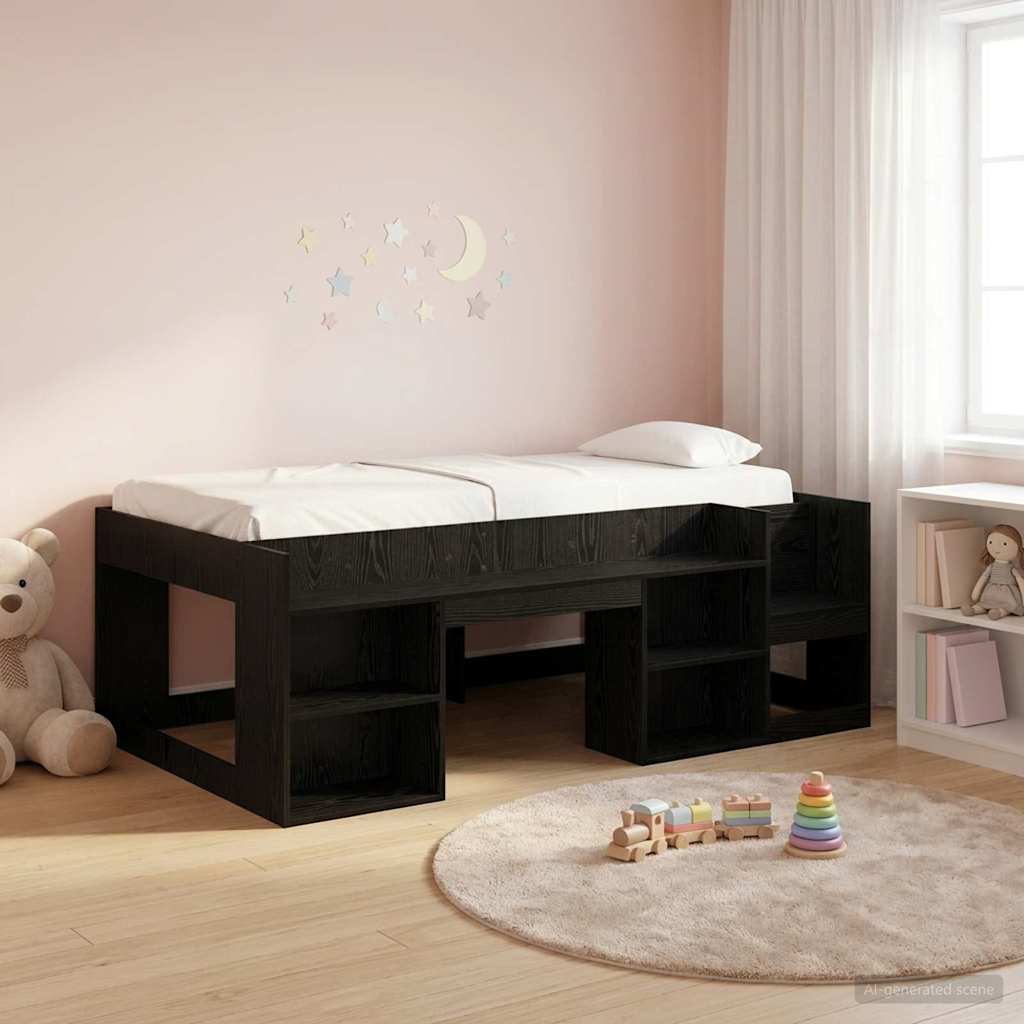 Cadre de lit pour enfants avec rangement Chêne noir 80 x 200 cm - XIOS