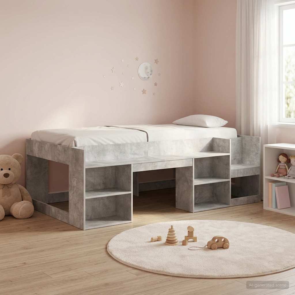Cadre de lit pour enfants avec rangement Gris béton 80 x 200 cm - XIOS