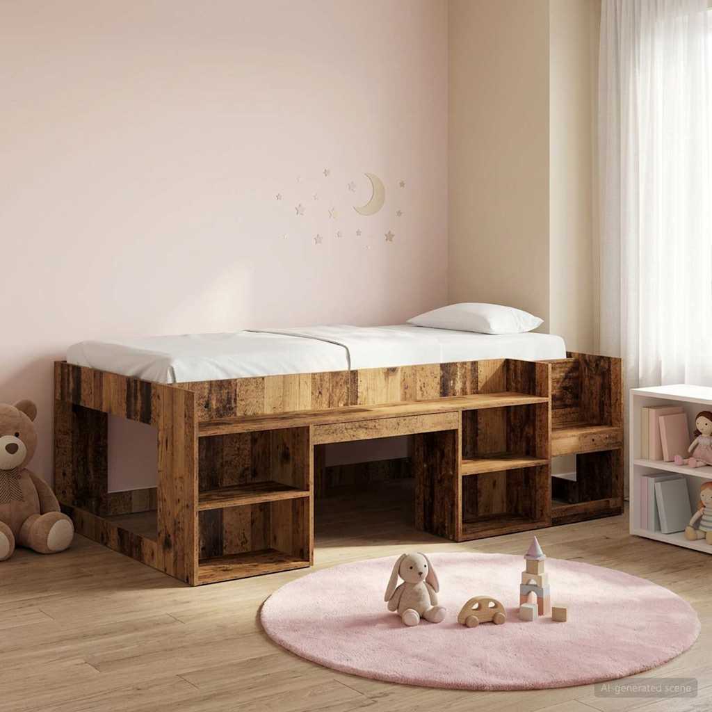Cadre de lit pour enfants avec rangement Bois ancien - XIOS