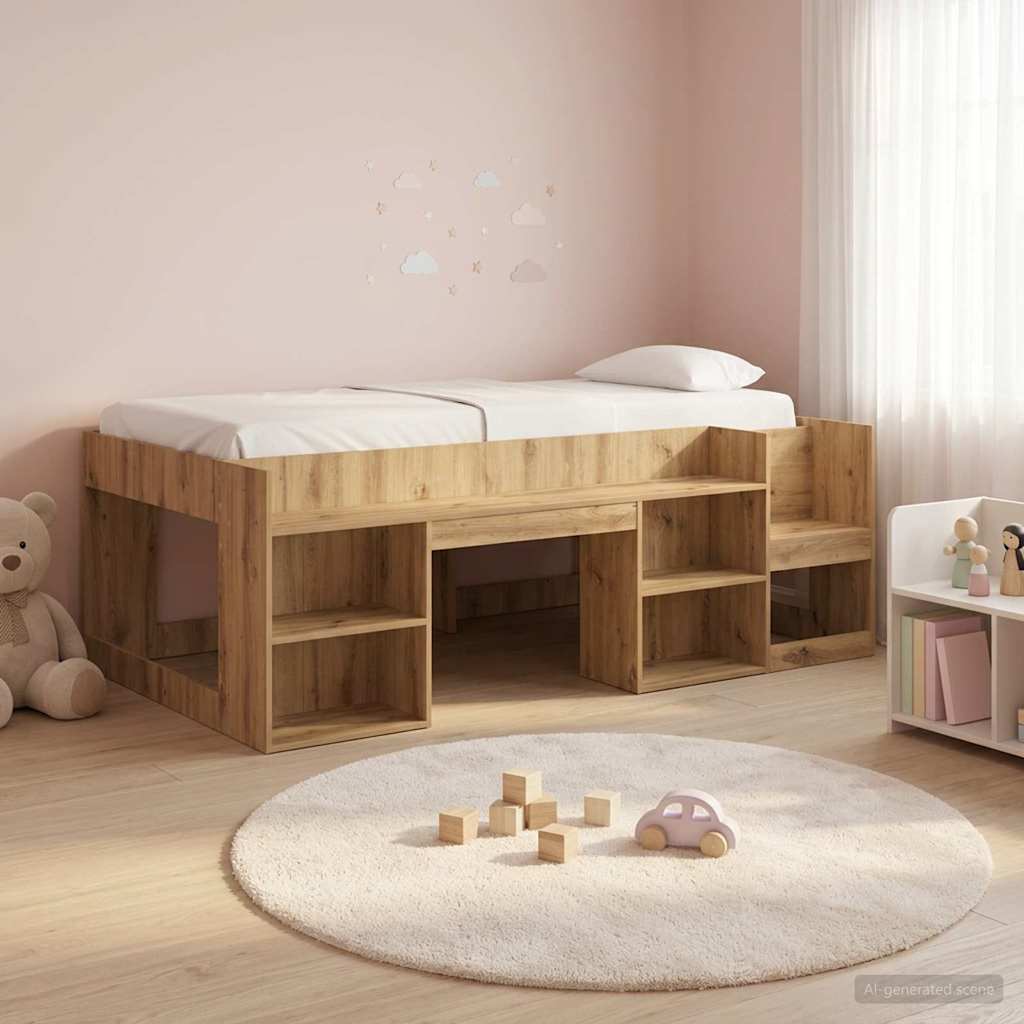 Cadre de lit pour enfants avec rangement Chêne artisanal - XIOS