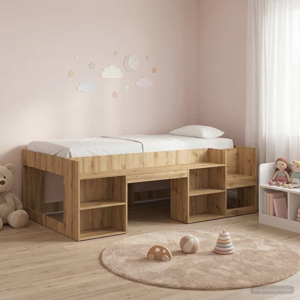 Cadre de lit pour enfants avec rangement Chêne artisanal - XIOS