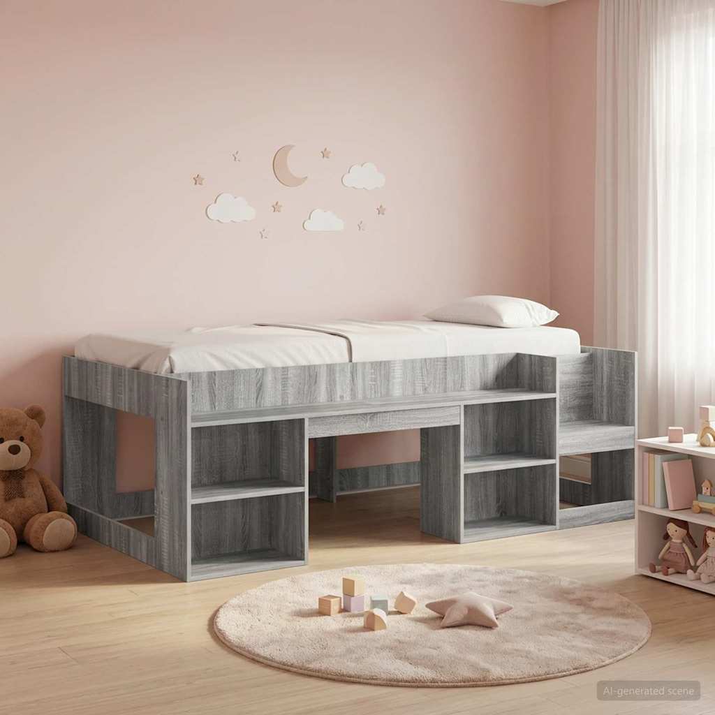 Cadre de lit pour enfants avec rangement Sonoma gris - XIOS