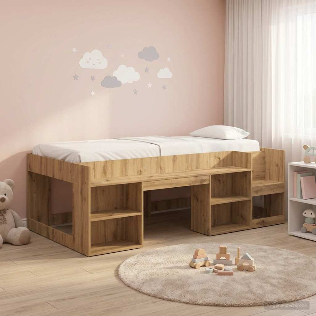 Cadre de lit pour enfants avec rangement Chêne artisanal - XIOS