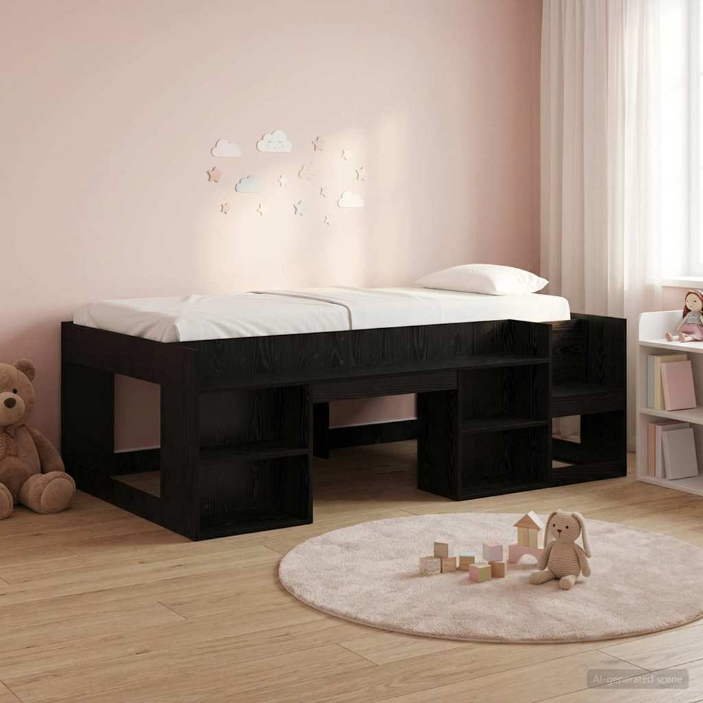 Cadre de lit pour enfants avec rangement Chêne noir 90 x 190 cm - XIOS