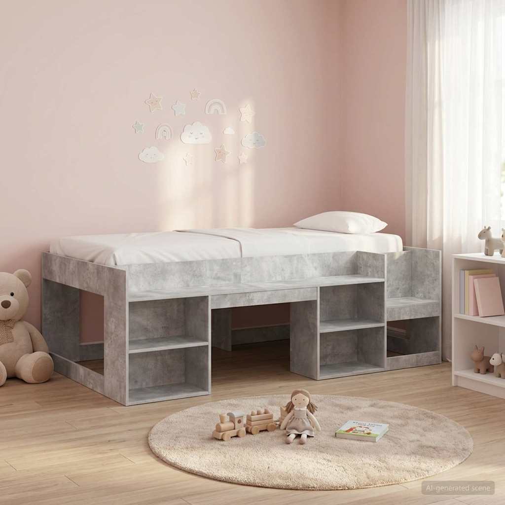 Cadre de lit pour enfants avec rangement Gris béton 90 x 190 cm - XIOS