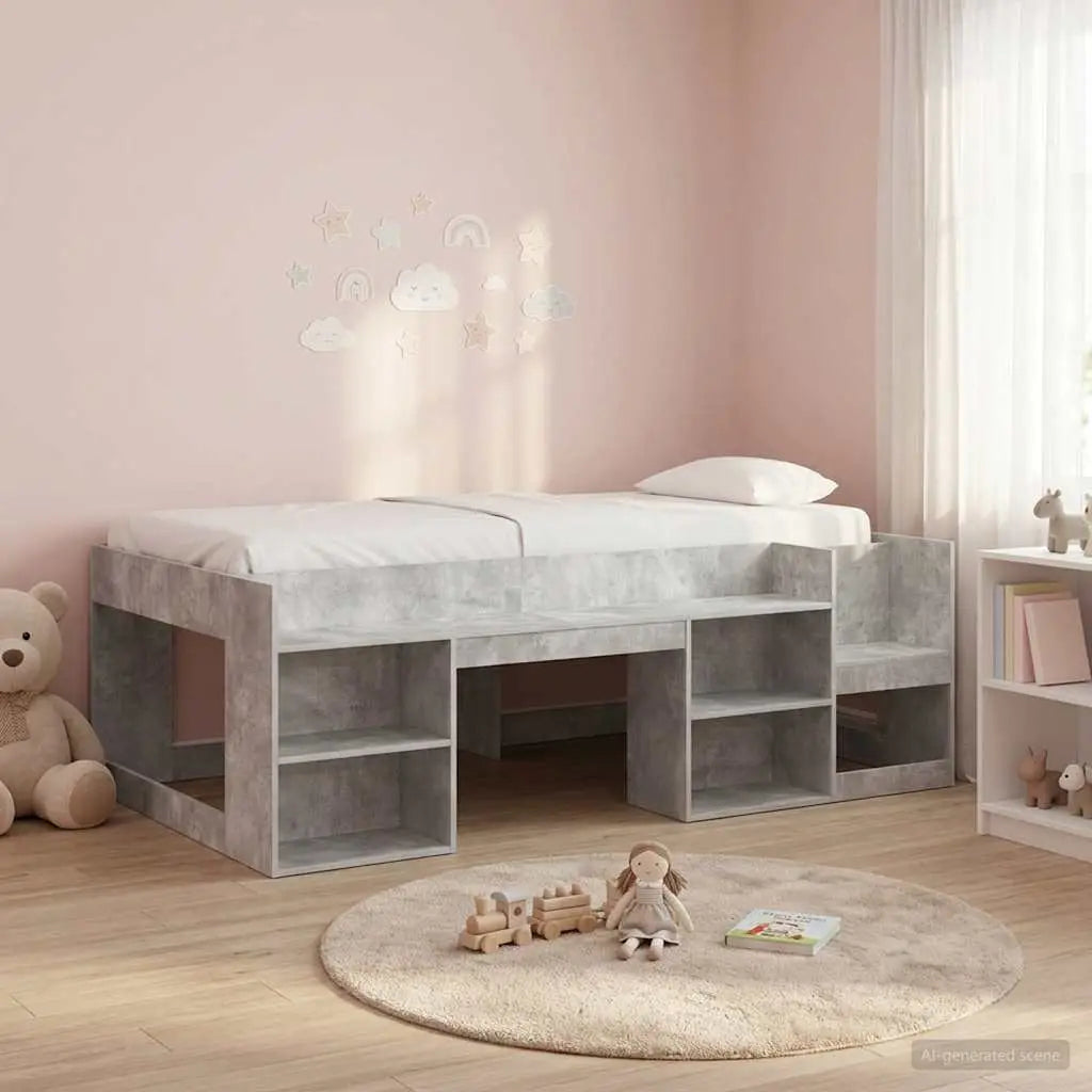Cadre de lit pour enfants avec rangement Gris béton 90 x 190 cm - XIOS
