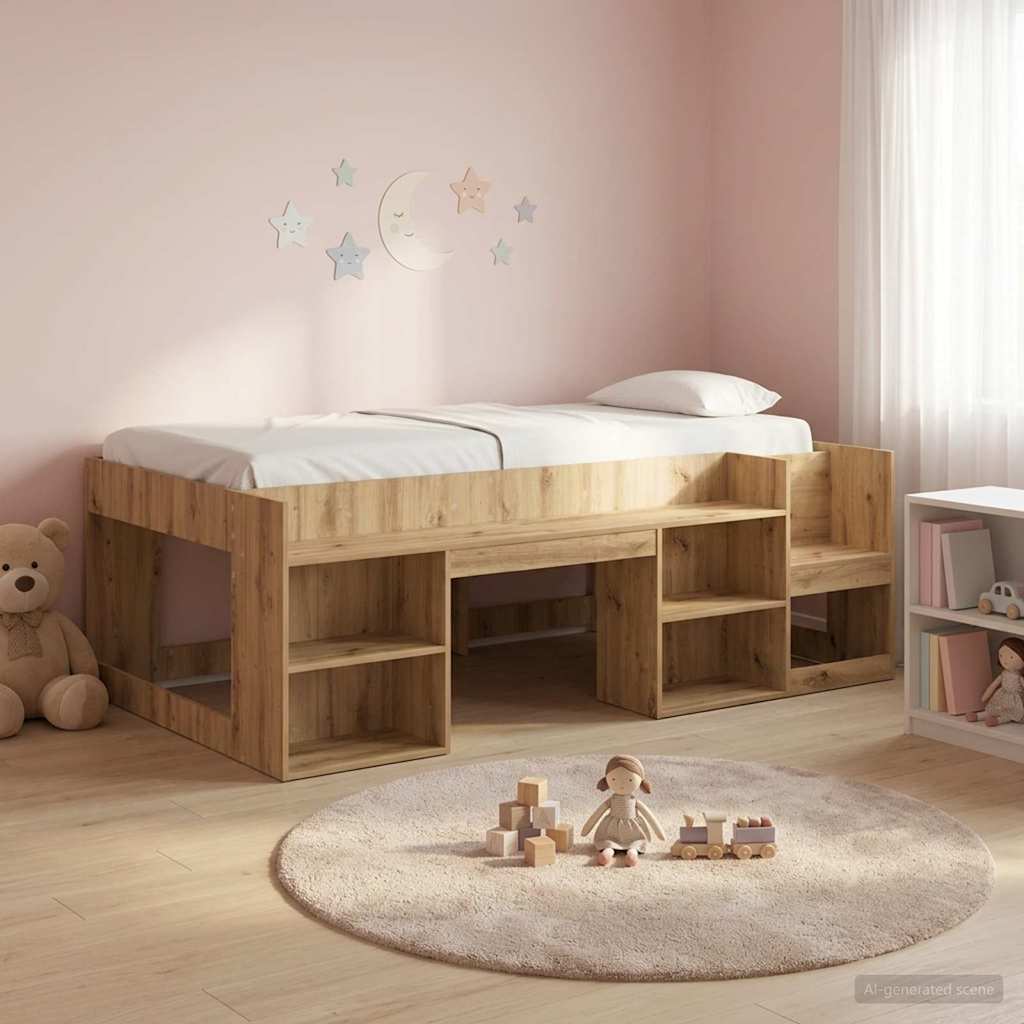 Cadre de lit pour enfants avec rangement Chêne artisanal - XIOS