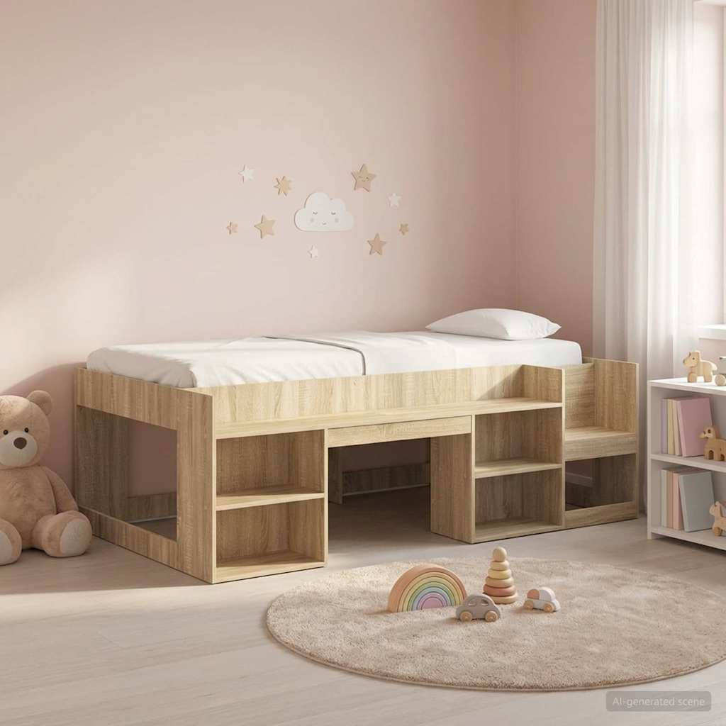 Cadre de lit pour enfants avec rangement Chêne Sonoma - XIOS