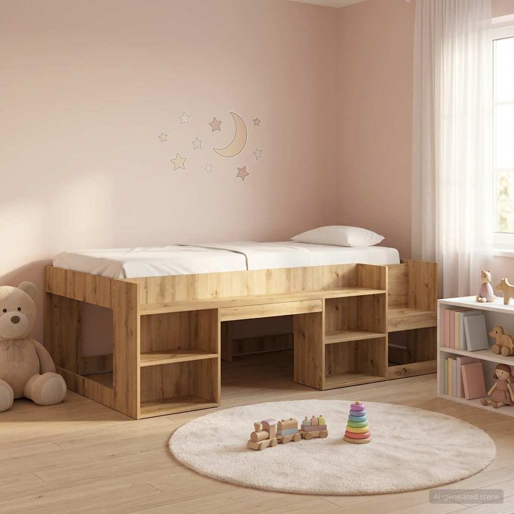 Cadre de lit pour enfants avec rangement Chêne artisanal - XIOS