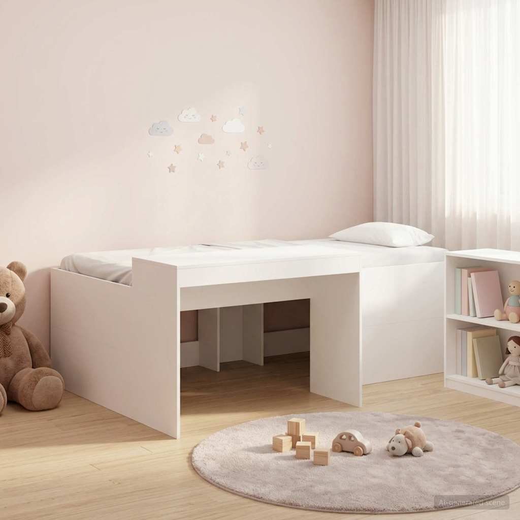 Lit haut pour enfants avec bureau Blanc 80 x 200 cm - XIOS